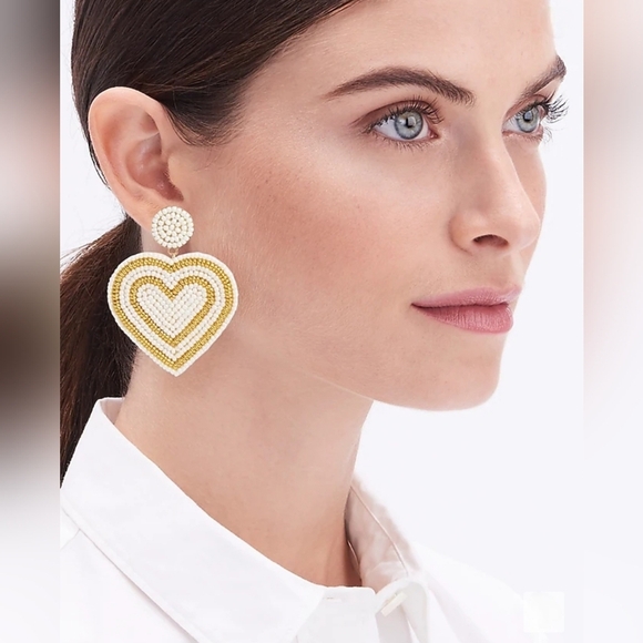 J. Crew Beaded Heart Earrings - Picture 2 of 4